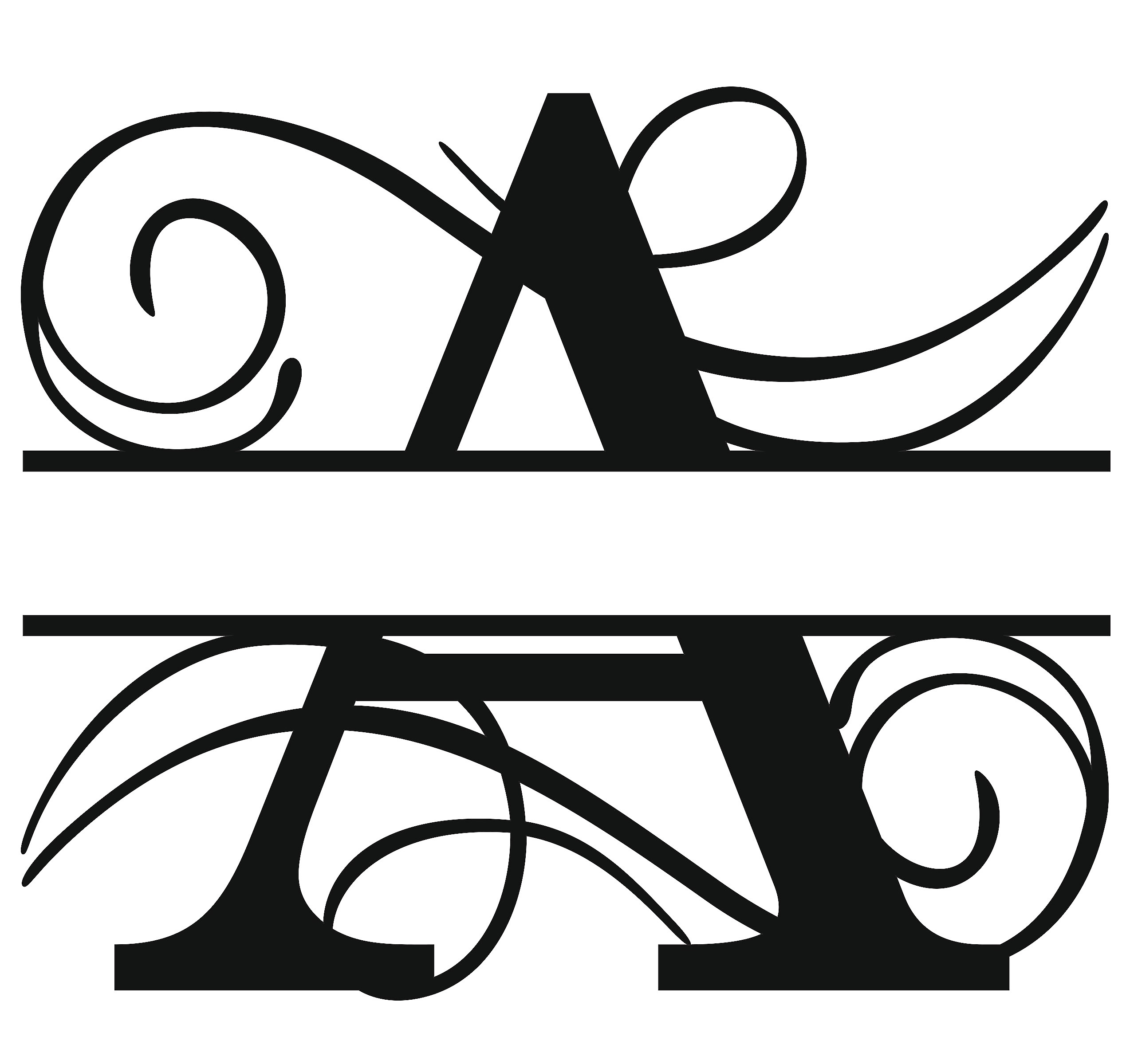 A Split Swirl Monogram - Alpha Signs & Designs