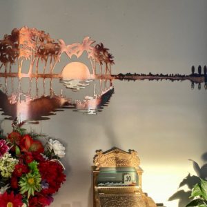 Guitar Metal Wall Art Palm Tree Art