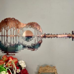 Couple Wall Art, Music Lover Gift, Metal Guitar Art, Metal Wall Art, Guitar Wall Decor, Guitar gift, Abstract Art, Palm Tree Art, Love Art