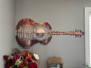 Deer Decor, Abstract Guitar Wall Art, Hunting Gifts for Men, Metal Guitar Art, Gift for Guitar Player, Music Lover Gift, Nature Lover Gift